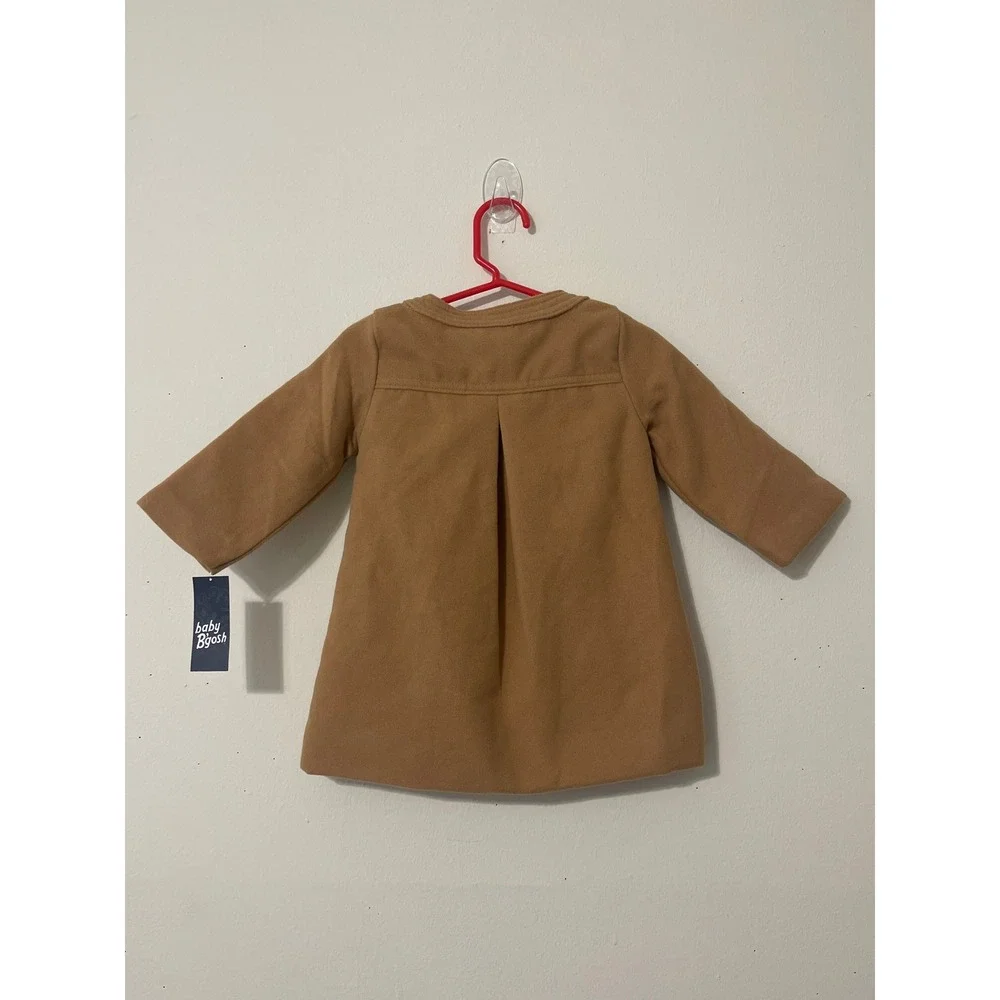 Baby Bgosh Tan Double Breasted Bow Pea‎ Coat 12M Camel Classic Preppy Winter